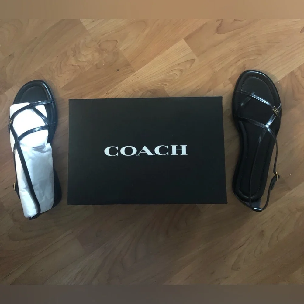 Coach Black Jenni Leather Sandals - Picture 7 of 10